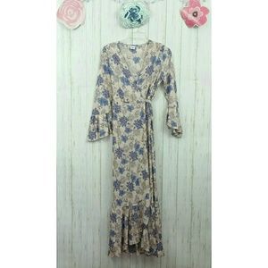 Selfie Leslie Pink Daniella FLORAL Wrap Maxi Sz S